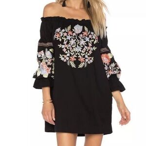Free People Boho Fleur Du Jour Floral Embroidered Dress Pockets